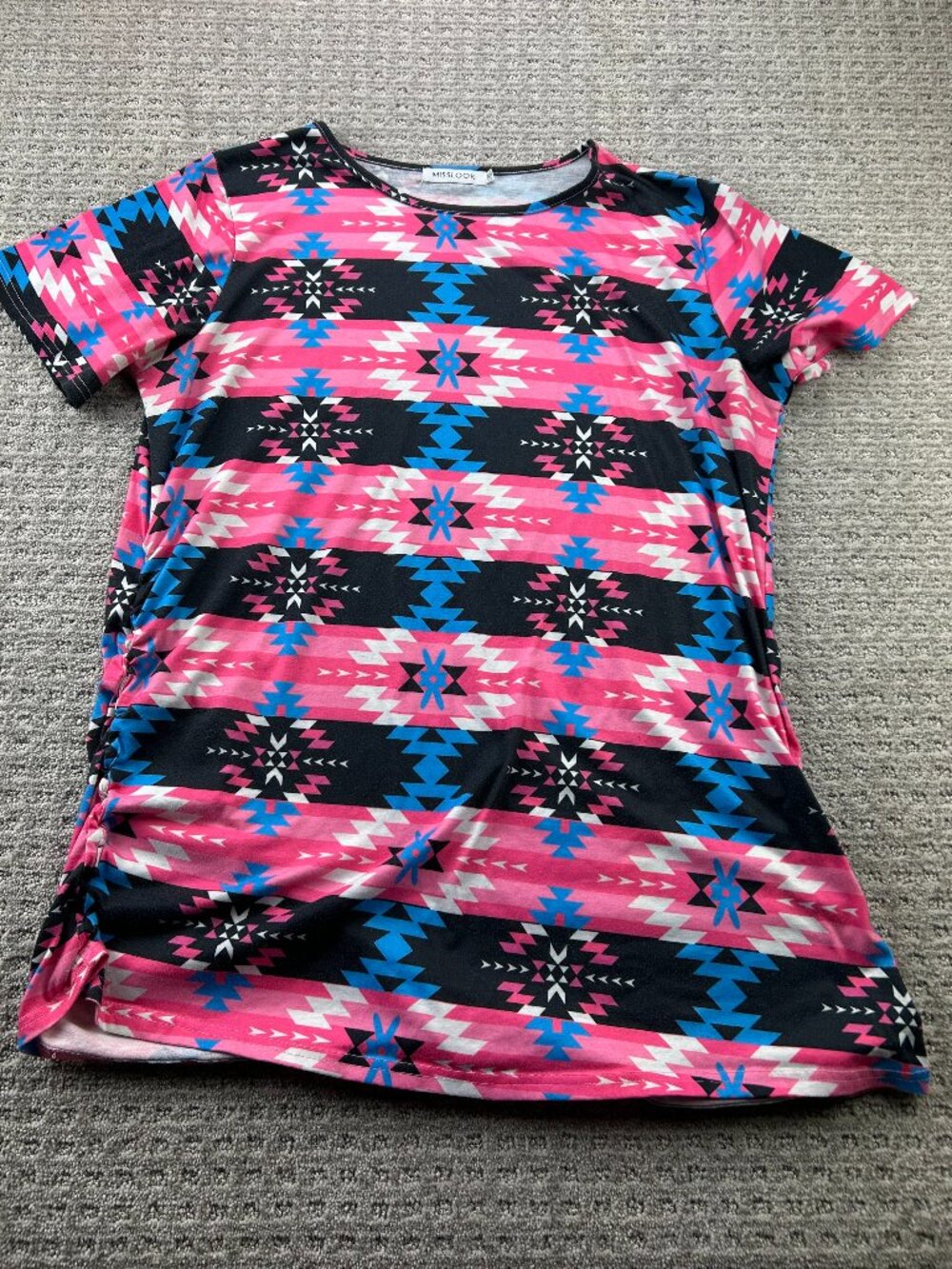 MISSLOOK Shirt Women Size 3XL Plus Size Tee Pink Black Colorful T-Shirt